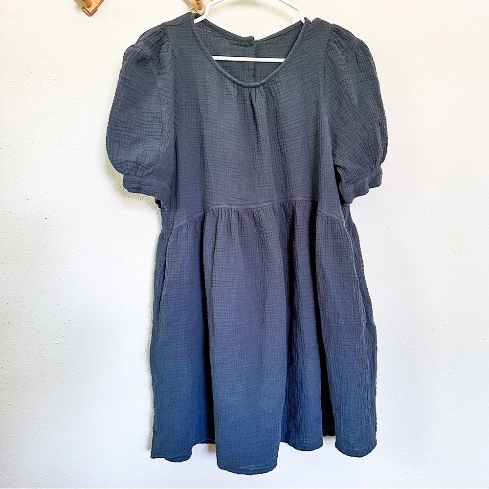 Charcoal Cotton Gauze Dress / L